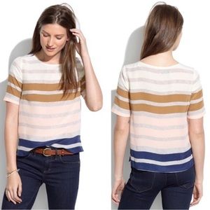 Madewell Silk Haze Stripe Short Sleeve Colorblock Stripe Top